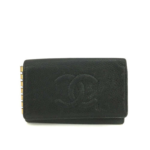CHANEL Caviar Timeless CC 6 Key Holder Case Black