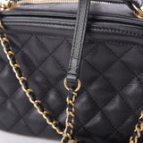 Chanel Calfskin Quilted CC Small Vanity Case Black