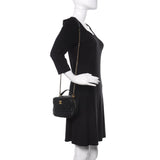 Chanel Calfskin Quilted CC Small Vanity Case Black