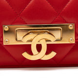 Chanel Lambskin quilted golden class wallet on chain woc red