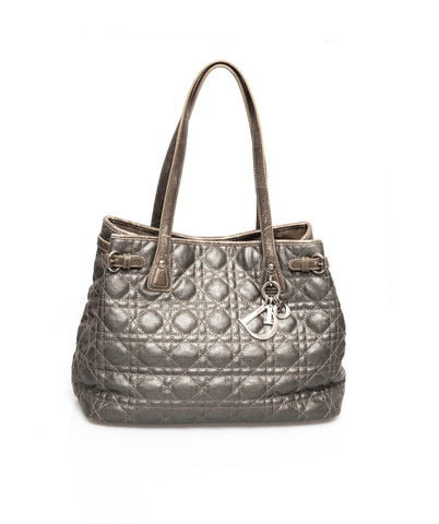 Christian Dior Cannage Grey Canvas Top handle Tote Bag PHW - AGL1349