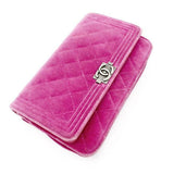Chanel Boy Wallet on Chain Quilted Woc Pink Velvet Cross Body Bag