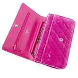 Chanel Boy Wallet on Chain Quilted Woc Pink Velvet Cross Body Bag