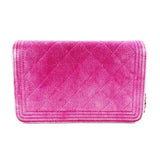 Chanel Boy Wallet on Chain Quilted Woc Pink Velvet Cross Body Bag