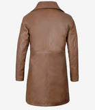 Men's 3 4 Length Brown Leather Car Coat