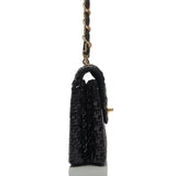 Chanel Vintage Glazed Black Wicker Mini Flap Bag