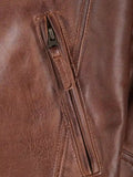 Men’s Cognac Brown Quilted Leather Style Biker Jacket