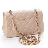 Chanel Iridescent Calfskin Quilted Mini Rectangular Flap Bag Beige