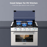 Camplux 17″ RV Oven with 3 Burners Cooktop