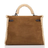 Hermes Teddy Shearling Kelly 35cm Palladium Hardware