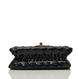 Chanel Vintage Glazed Black Wicker Mini Flap Bag