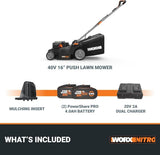 WORX Nitro 40V 16″ Cordless Lawn Mower w/Brushless Motor 2.0 & Intellicut
