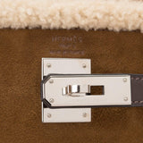 Hermes Teddy Shearling Kelly 35cm Palladium Hardware