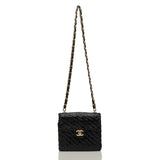 Chanel Vintage Glazed Black Wicker Mini Flap Bag