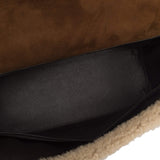 Hermes Teddy Shearling Kelly 35cm Palladium Hardware