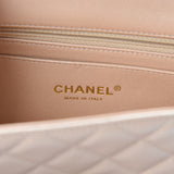 Chanel Iridescent Calfskin Quilted Mini Rectangular Flap Bag Beige