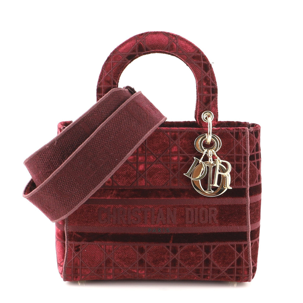 Lady D-Lite Bag Cannage Embroidered Velvet Medium