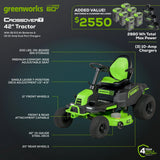 Greenworks 60V 42″ Cordless Battery CrossoverT Riding Lawn Mower