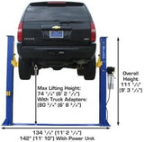 ATLAS Automotive Equipment 9KBPX 2-Post Lift/Hoist, Baseplate Style, 9’6″ Minimum Ceiling Height, 9,000lb Capacity, Symmetric Arms, Dual Hydraulic Chain Drive Cylinders, for Low Ceiling Home Use