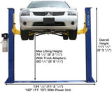 ATLAS Automotive Equipment 9KBPX 2-Post Lift/Hoist, Baseplate Style, 9’6″ Minimum Ceiling Height, 9,000lb Capacity, Symmetric Arms, Dual Hydraulic Chain Drive Cylinders, for Low Ceiling Home Use