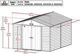 Arrow Select 10′ x 12′ Outdoor Lockable Steel Storage Shed Building, Charcoal