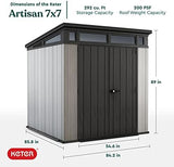 Keter Outdoor Storage Shed, for House, Patio & Yard, Plastic Resin, Artisan, 7×7 Ft, Gray