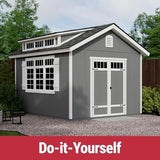 Handy Home Products Windemere 10×12 Do-it-Yourself Wooden Storage Shed with Floor, Beige