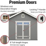 Handy Home Products Windemere 10×12 Do-it-Yourself Wooden Storage Shed with Floor, Beige