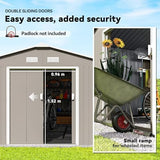 Outsunny 11′ x 13′ Outdoor Storage Shed, Garden Tool Metal Shed with Foundation Kit, Double Lockable Door, Air Vents and Sloping Roof, for Backyard, Patio, Lawn, Light Gray