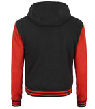 Men's Red and Black Varsity Letterman Jacket With Hood