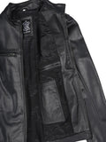 Men Black Cafe Racer Real Leather Jacket
