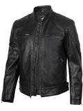 Men's Black Cafe Racer Leather Jacket