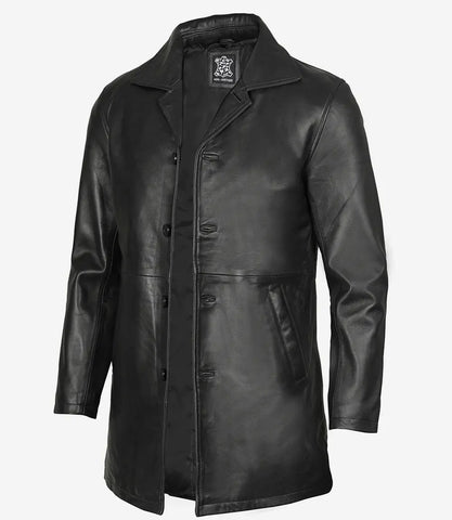 Winchester Men's Black 3 4 Length Leather Car Coat