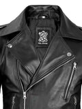 Men's Black Asymmetrical Belted Leather Biker Style Jacket