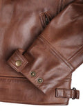Men’s Cognac Brown Quilted Leather Style Biker Jacket