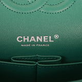 Chanel Shiny Green Quilted Caviar Medium Classic Double Flap Bag Silver Hardware