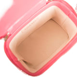Chanel Pink Small Rattan Vanity Case Silver Hardware