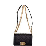 Chanel Small Boy Bag Black Caviar Antique Gold Hardware