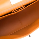 Chanel Orange Alligator Jumbo Classic Double Flap Bag Silver Hardware