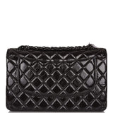 Chanel SO Black Shiny Crumpled Calfskin Jumbo Classic Double Flap Bag Black Hardware