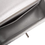 Chanel Silver Metallic Quilted Lambskin Rectangular Mini Classic Flap Bag Silver Hardware