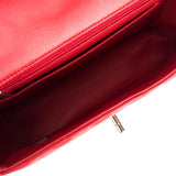 Chanel Red Quilted Lambskin Rectangular Mini Classic Flap Bag Light Gold Hardware