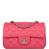 Chanel Pink Quilted Lambskin Rectangular Mini Classic Flap Bag Silver Hardware