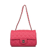 Chanel Pink Quilted Lambskin Rectangular Mini Classic Flap Bag Silver Hardware