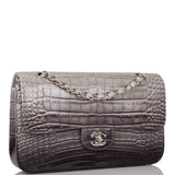 Chanel Ombre Grey Matte Alligator Medium Classic Double Flap Bag Silver Hardware