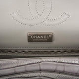 Chanel Ombre Grey Matte Alligator Medium Classic Double Flap Bag Silver Hardware