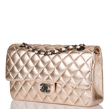 Chanel Medium Classic Double Flap Bag Metallic Gold Lambskin Black Hardware