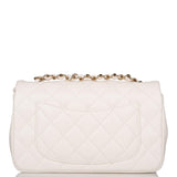 Chanel White Quilted Lambskin Rectangular Mini Classic Flap Bag Light Gold Hardware