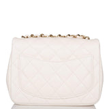 Chanel White Quilted Lambskin Square Mini Classic Flap Bag Light Gold Hardware