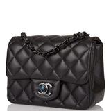 Chanel SO Black Quilted Lambskin Square Mini Classic Flap Bag Black Hardware